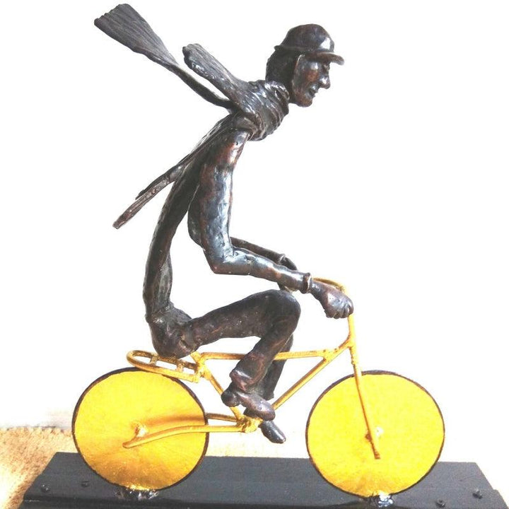 The Bicycle Rider Sculpture by Usha Ramachandran | ArtZolo.com