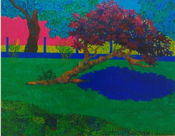 The Blue Shadow Painting by Protyusha Mitra | ArtZolo.com