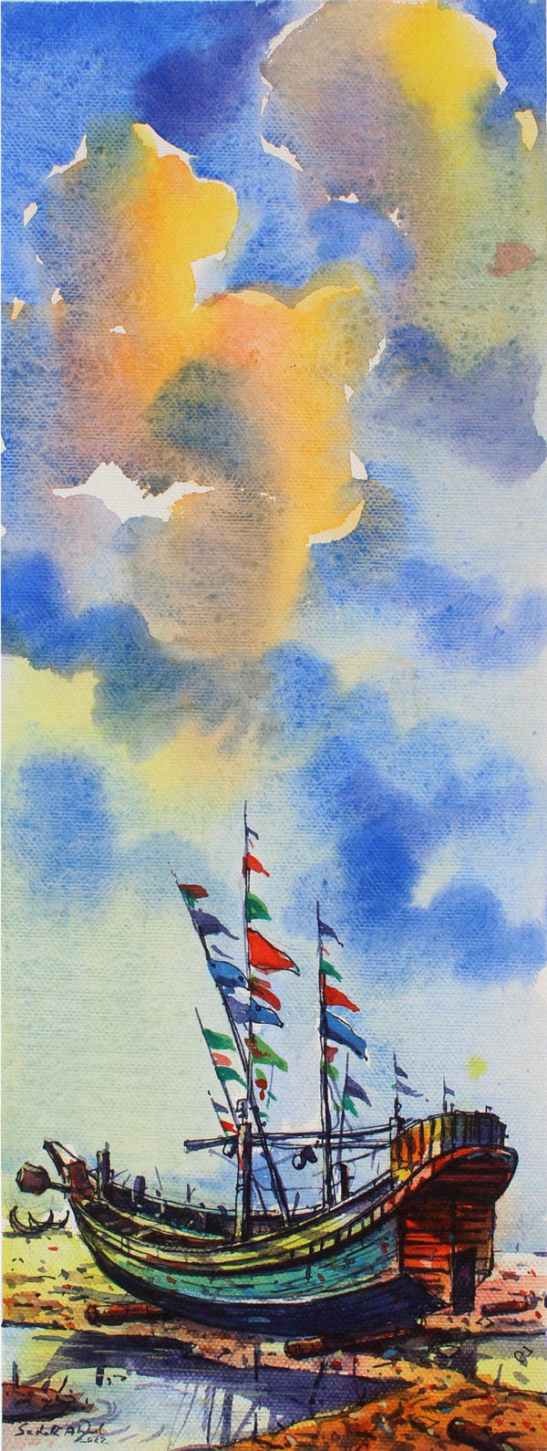 The Boats 2 Painting by Sadek Ahmed | ArtZolo.com