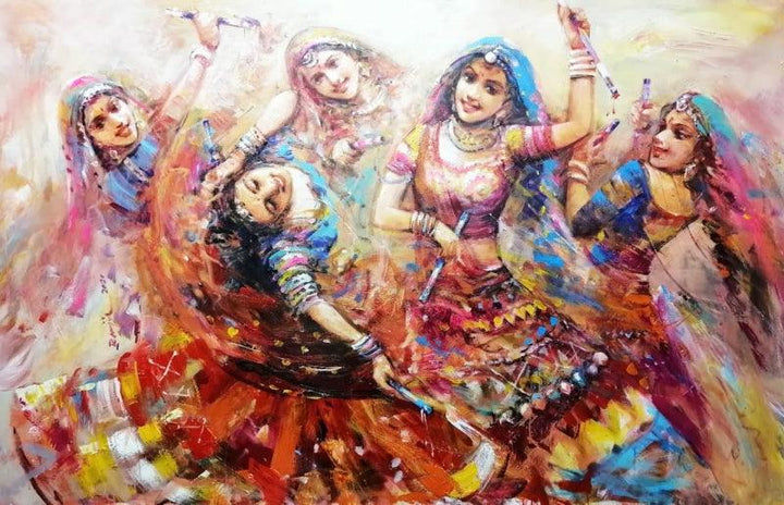 The Celebration Gangour 3 Painting by Ranjit Sarkar | ArtZolo.com