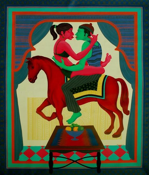 The Conjugal Tsunami Painting by Pradipta Chakraborty | ArtZolo.com