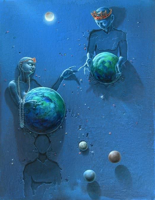 The Different Planets Painting by Gopal Chowdhury | ArtZolo.com