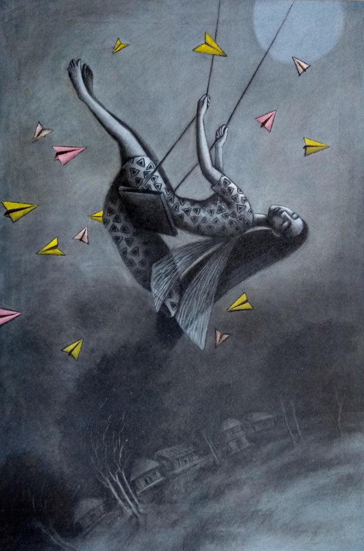 The Dream Flyer Painting by Uttam Bhattacharya | ArtZolo.com