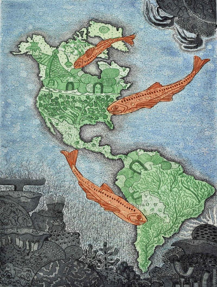 The Dream Of Dragon Fishs In America Painting by Bitarka Majumder | ArtZolo.com