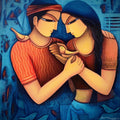 Figurative acrylic painting titled 'The Family', 20x18 inches, by artist Mousumi Mukherjee on Canvas