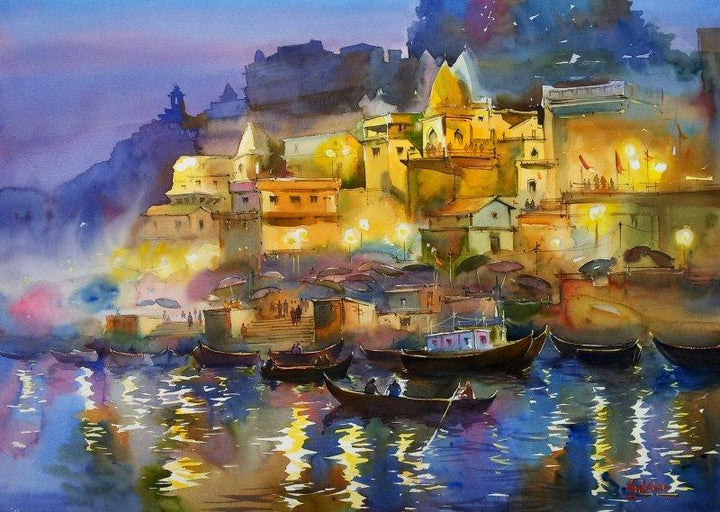 The Glowing Banaras Painting by Gulshan Achari | ArtZolo.com