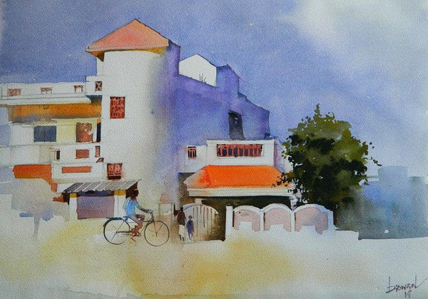 The House With A Orange Cap Painting by Bijay Biswaal | ArtZolo.com