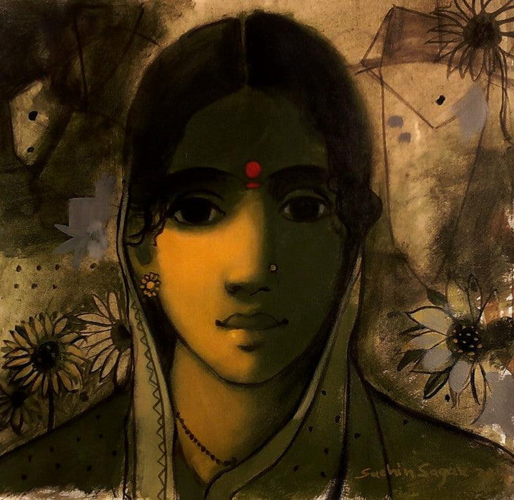 The Indian Woman Painting by Sachin Sagare | ArtZolo.com