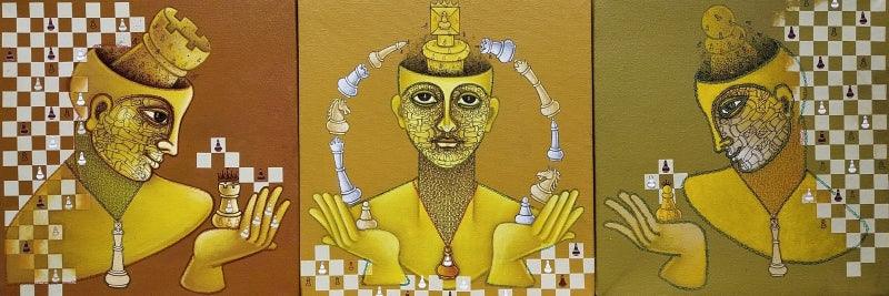 Figurative acrylic painting titled 'The King', 12x18 inches, by artist Satyajeet Shinde on Canvas