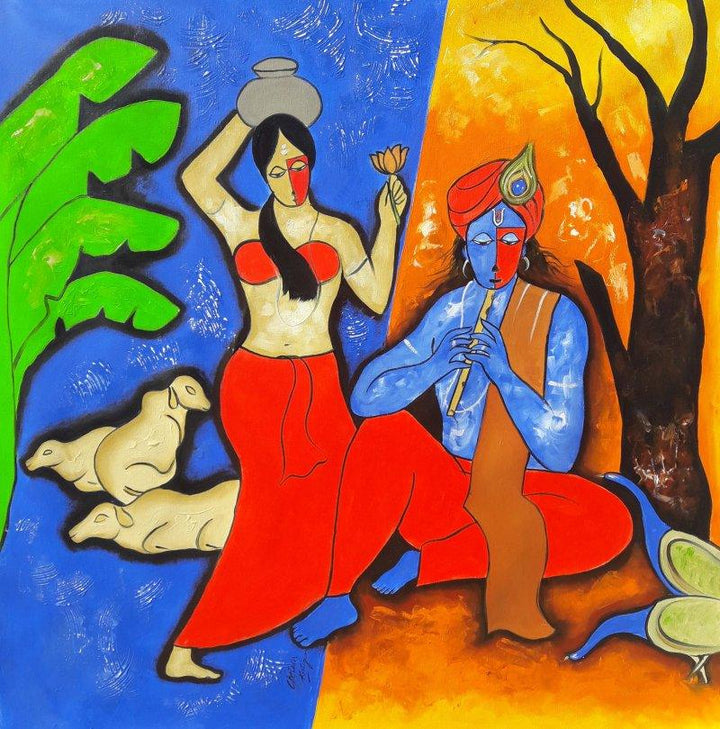 The Krishna 3 Painting by Chetan Katigar | ArtZolo.com