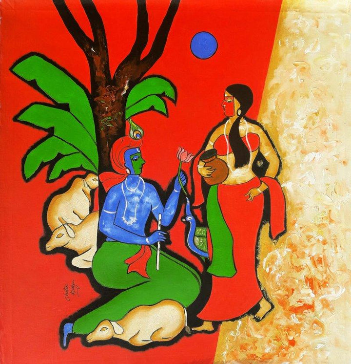 The Krishna Painting by Chetan Katigar | ArtZolo.com