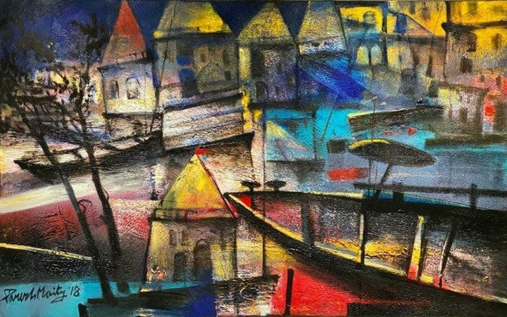 The Light Through The Ghat Painting by Paresh Maity | ArtZolo.com