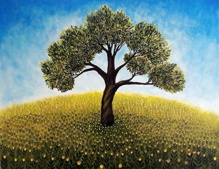 The Lonely Tree Painting by Seby Augustine | ArtZolo.com