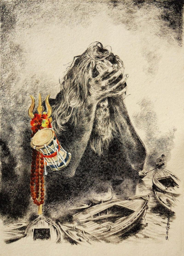 The Lost Saint Painting by Shambhu Nath Goswami | ArtZolo.com