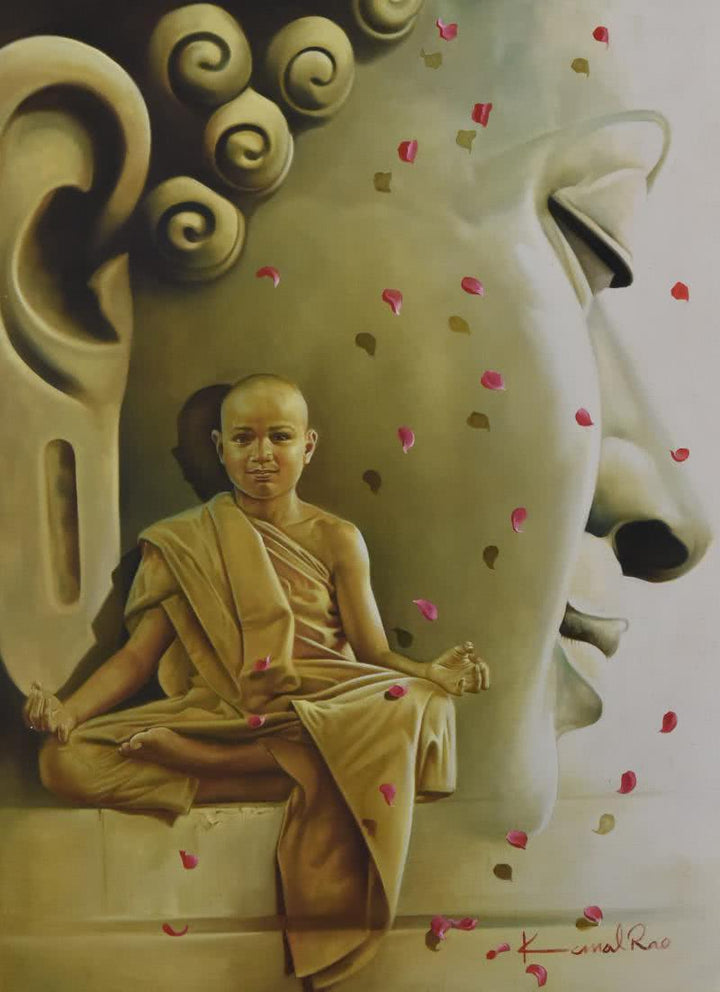 The Monk And The Master Painting by Kamal Rao | ArtZolo.com