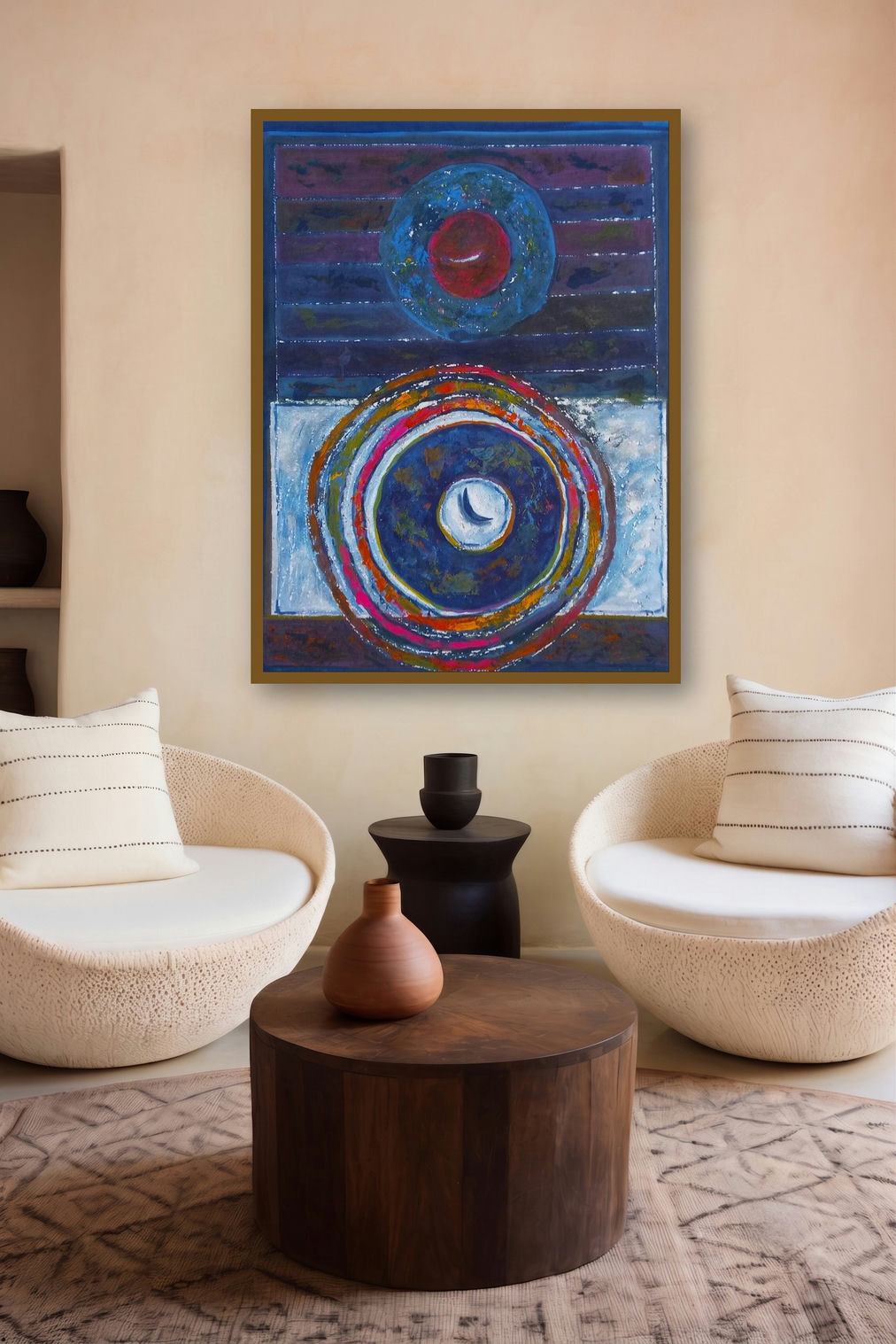 The Moon (Cosmic Dance) by artist Samruddhi Patil displayed in a Designer gallery