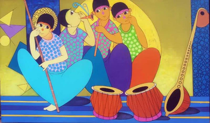The Music Party Painting by Dnyaneshwar Bembade | ArtZolo.com