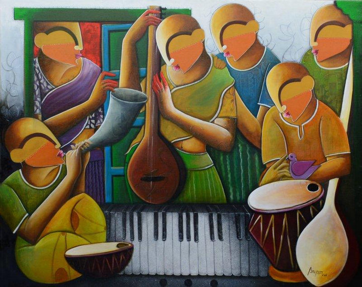 The Musical Band 2 Painting by Anupam Pal | ArtZolo.com