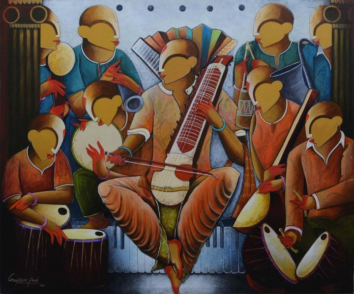 The Musical Band 5 Painting by Anupam Pal | ArtZolo.com