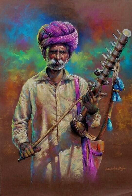 The Musician Painting by Balwinder Singh | ArtZolo.com