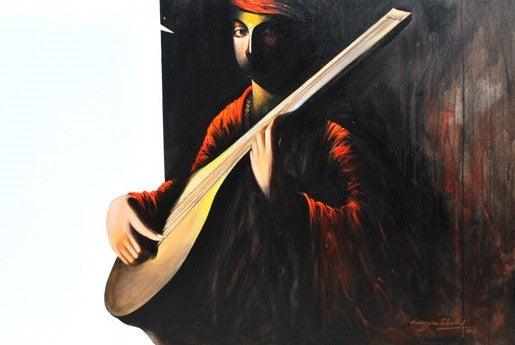 The Musician I Painting by Narayan Shelke | ArtZolo.com