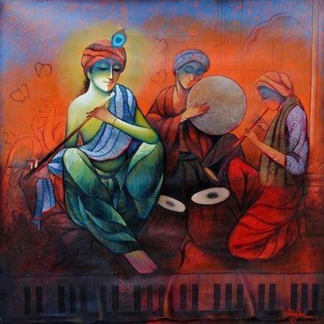 The Musicians Painting by Ram Onkar | ArtZolo.com