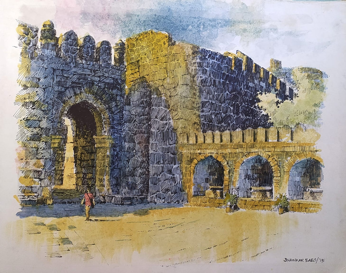 The Old Fort (Gateway to History: A Pen and Ink Sketch of the Purana Qila Gate)