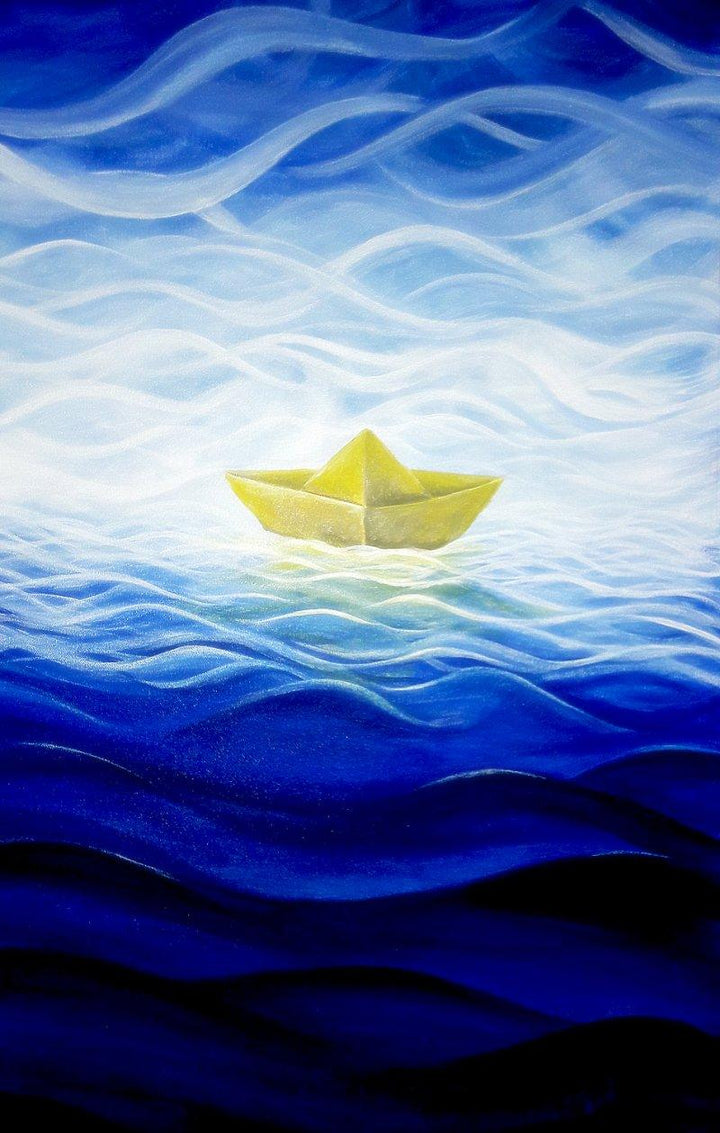 The Paper Boat Painting by Seby Augustine | ArtZolo.com