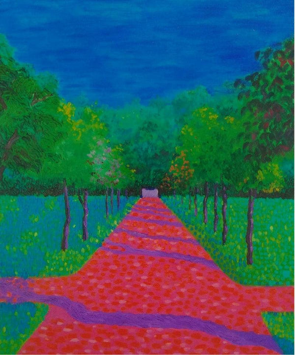 The Pink Road Painting by Protyusha Mitra | ArtZolo.com