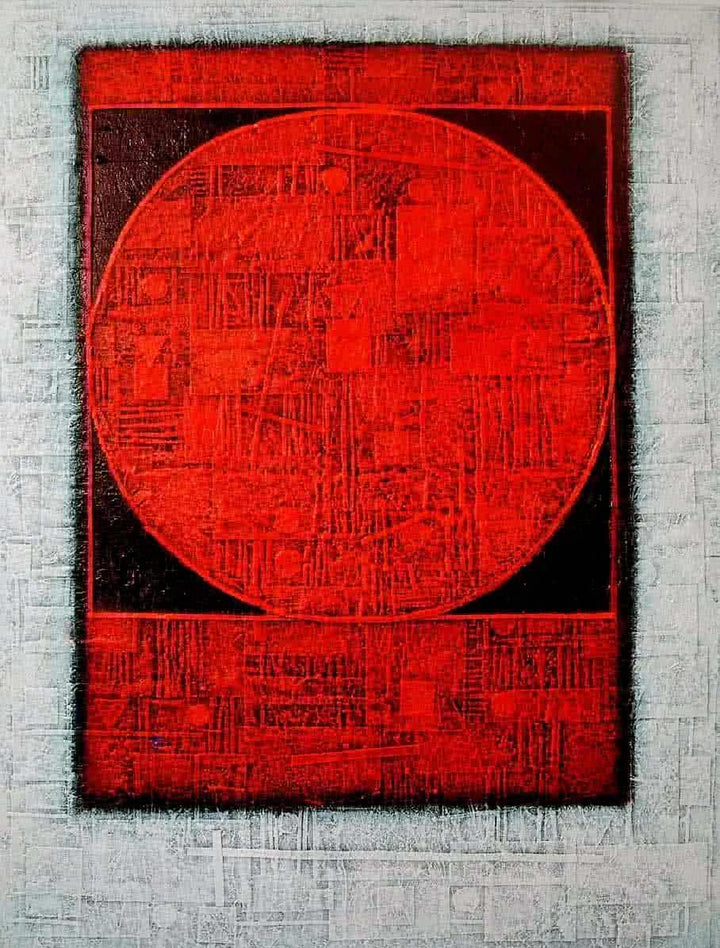 The Red Moon Painting by Basuki Dasgupta | ArtZolo.com
