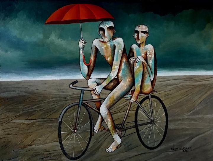 The Red Umbrella Painting by Ranjith Raghupathy | ArtZolo.com