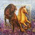 Animals oil painting titled 'The Royal Horse', 36x36 inches, by artist Pradeep Kumar on Canvas