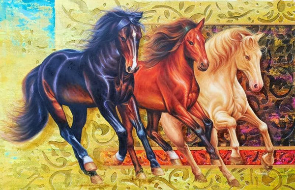 The Royal Running Horse Painting by Pradeep Kumar | ArtZolo.com