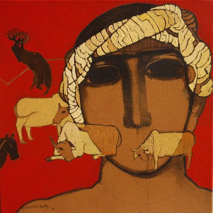 The Shepherd Boy Painting by Siddharth Shingade | ArtZolo.com