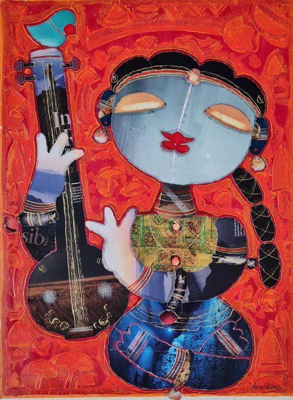 The Singer Painting by G Subramanian | ArtZolo.com