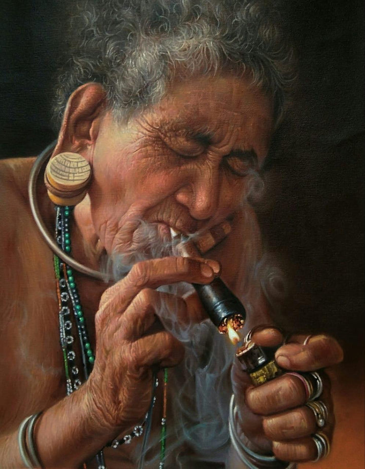 The Smoker Painting by Balwinder Singh | ArtZolo.com