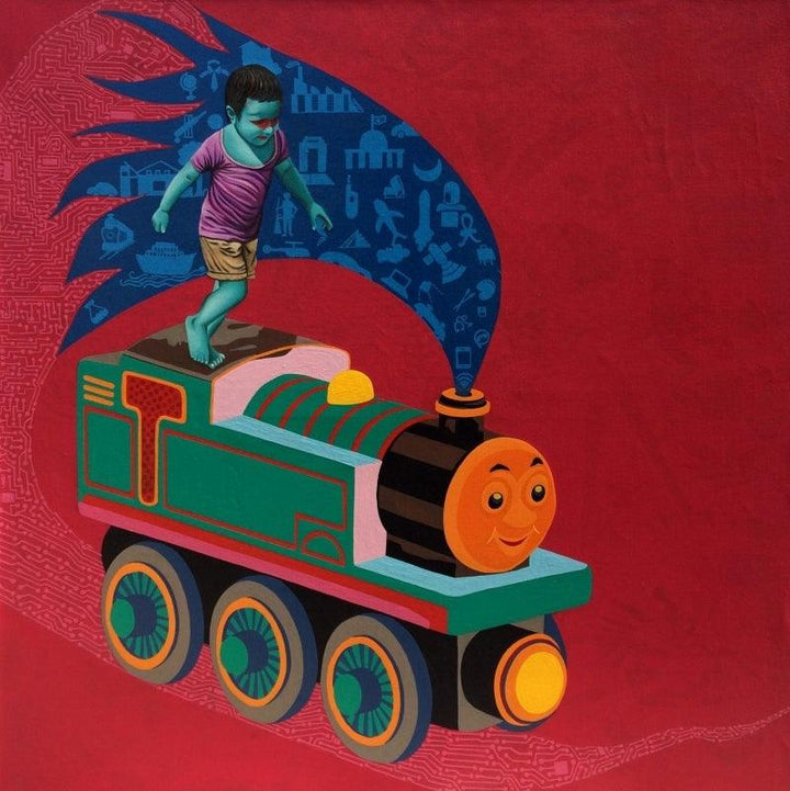 The Train Painting by Jitendra Saini | ArtZolo.com