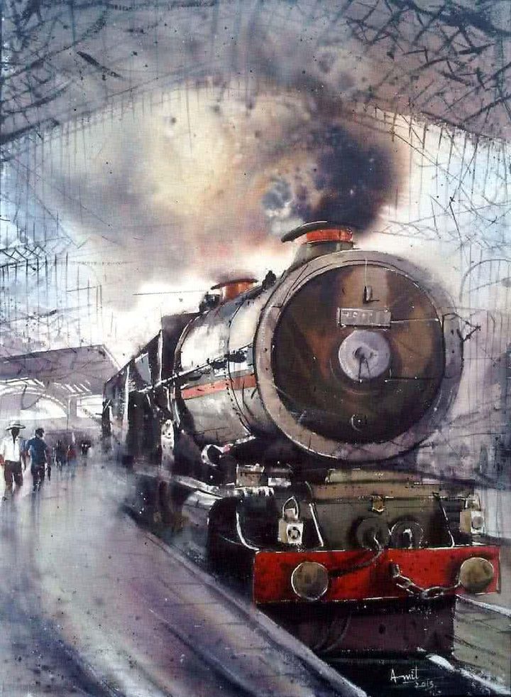 The Train Painting by Amit Kapoor | ArtZolo.com