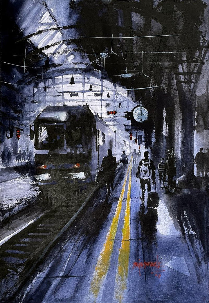 The Train Painting by S Dhawale | ArtZolo.com