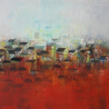 Abstract acrylic painting titled 'The Village', 36x48 inches, by artist M Singh on Canvas