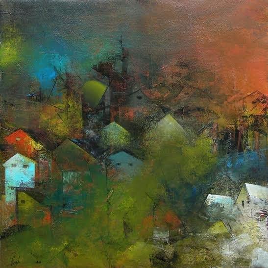 The Village Road Painting by M Singh | ArtZolo.com