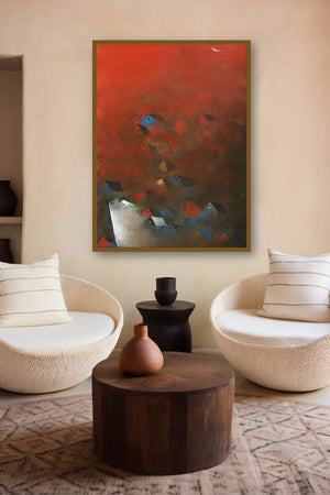The Villages (Nightfall in the Village) by artist M Singh displayed in a Curated gallery