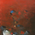 Abstract acrylic painting titled 'The Villages', 36x24 inches, by artist M Singh on Canvas