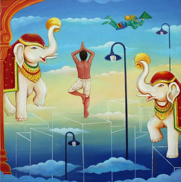 The World Of Spirituality Painting by Anand Kumar | ArtZolo.com