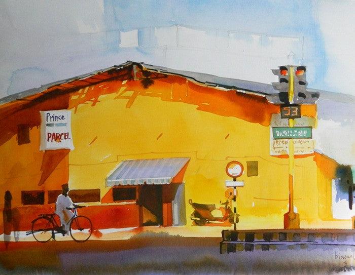 The Yellow Building Painting by Bijay Biswaal | ArtZolo.com