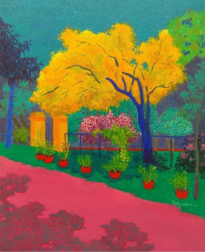 The Yellow Tree Painting by Protyusha Mitra | ArtZolo.com