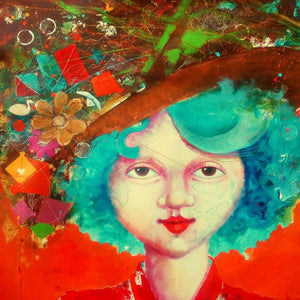 Expressionist mixed media painting titled 'The childhood viii', 24x24 inches, by artist Shiv Soni on Canvas