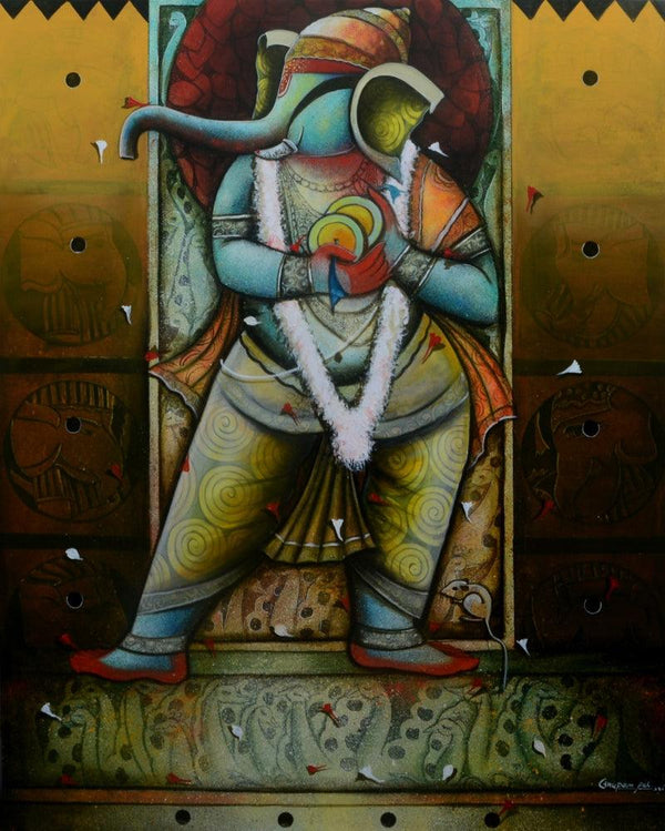 The God Of Wisdom 2 Painting by Anupam Pal | ArtZolo.com