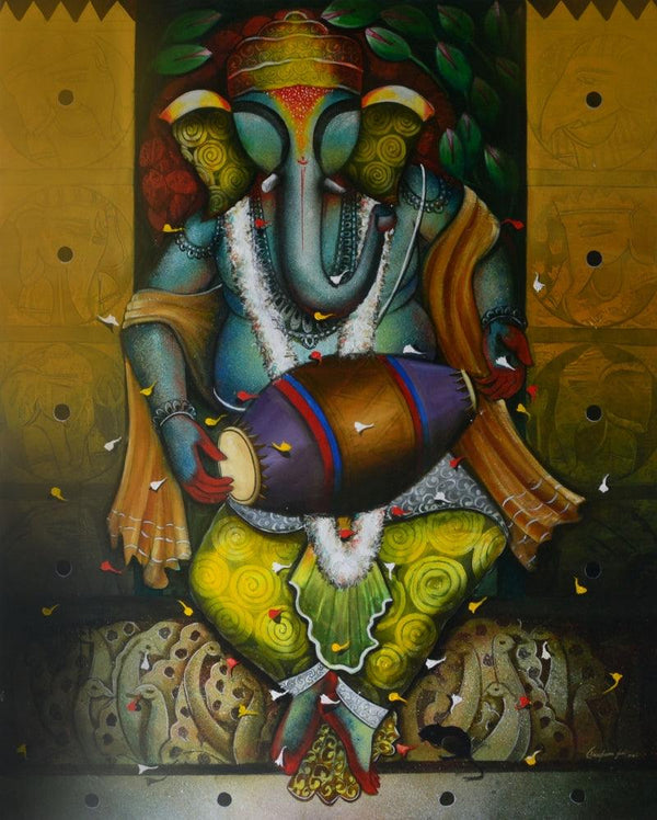 The God Of Wisdom Painting by Anupam Pal | ArtZolo.com