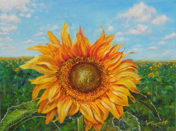 The Golden Sunflower Painting by Lasya Upadhyaya | ArtZolo.com